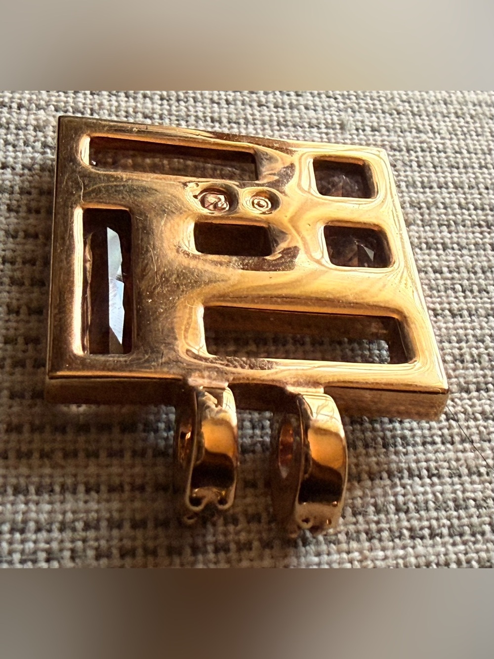$25 Swarovski Geometric Rose Goldtone Pendant Brown Olive Amber color faceted - Picture 9 of 13